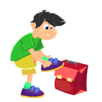 boy putting on shoes